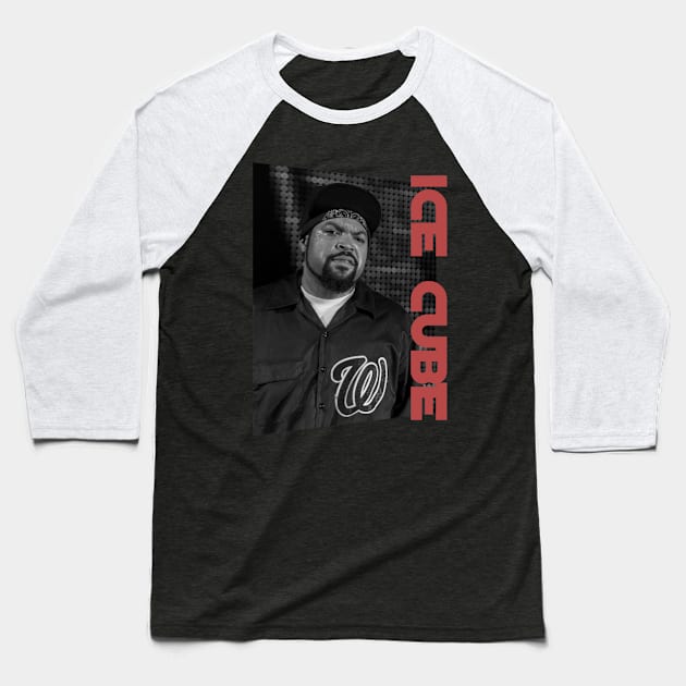 ice cube is the rapp - monochrome style Baseball T-Shirt by BUBBLEMOON